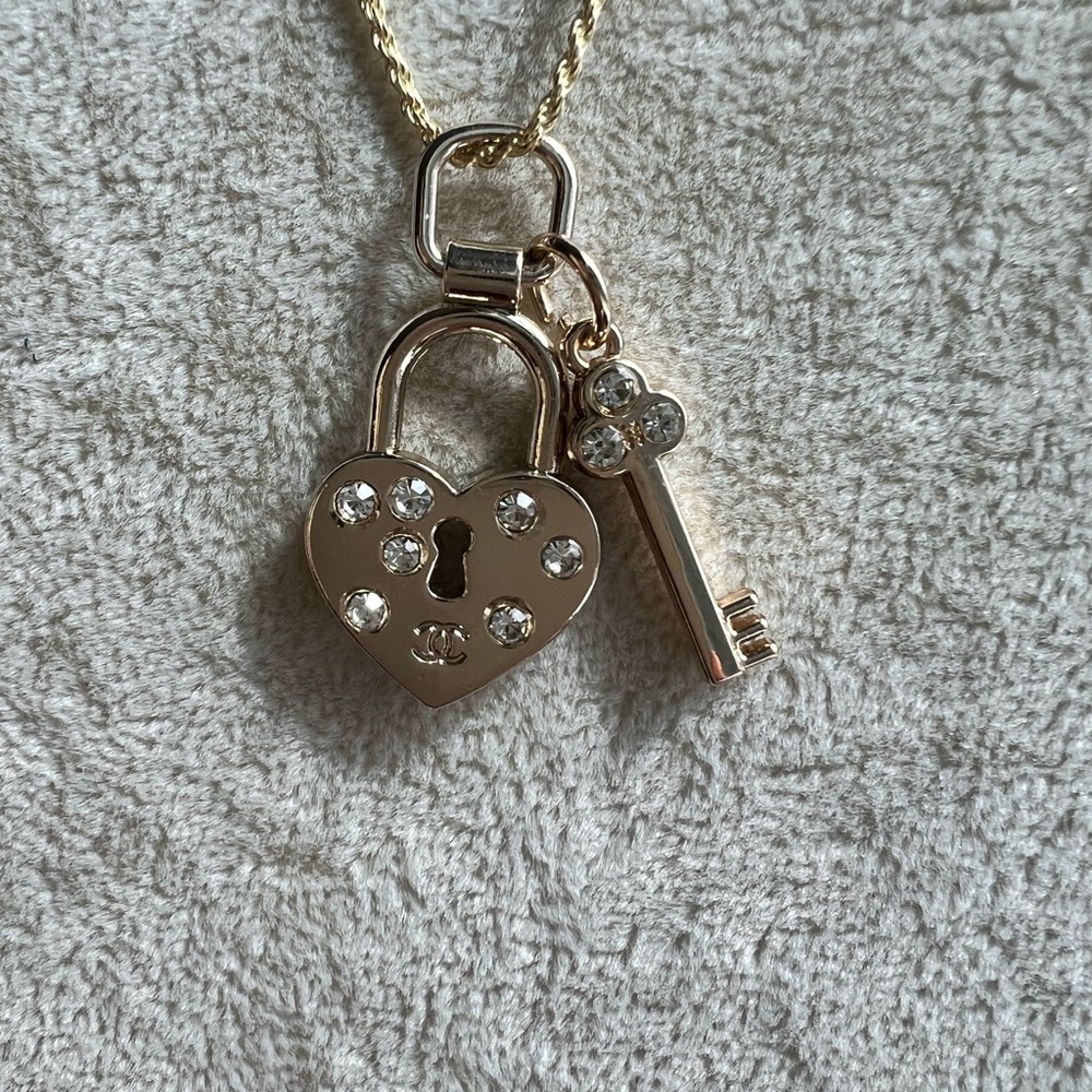 Up cycled Chanel zipper pull, delicate 14k gold over Sterling Silver chain 18in